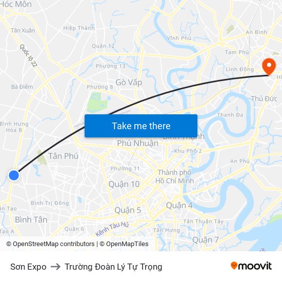 Sơn Expo to Trường Đoàn Lý Tự Trọng map