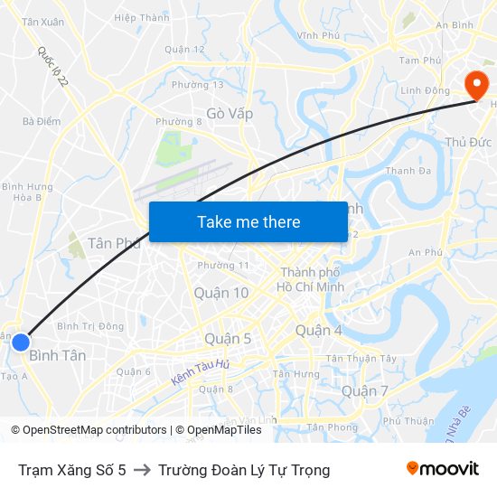 Trạm Xăng Số 5 to Trường Đoàn Lý Tự Trọng map