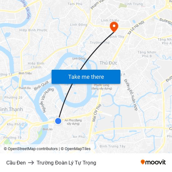 Cầu Đen to Trường Đoàn Lý Tự Trọng map