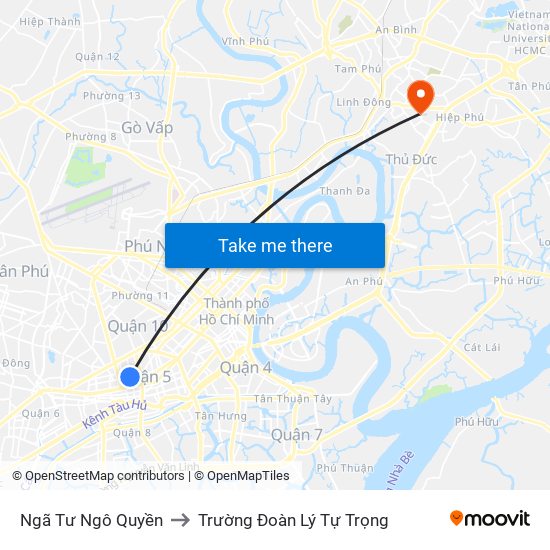 Ngã Tư Ngô Quyền to Trường Đoàn Lý Tự Trọng map