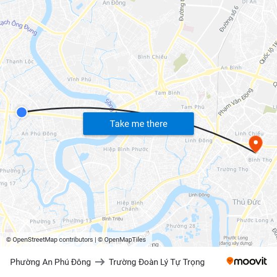 Phường An Phú Đông to Trường Đoàn Lý Tự Trọng map