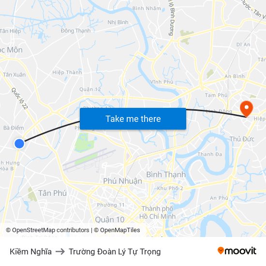 Kiềm Nghĩa to Trường Đoàn Lý Tự Trọng map