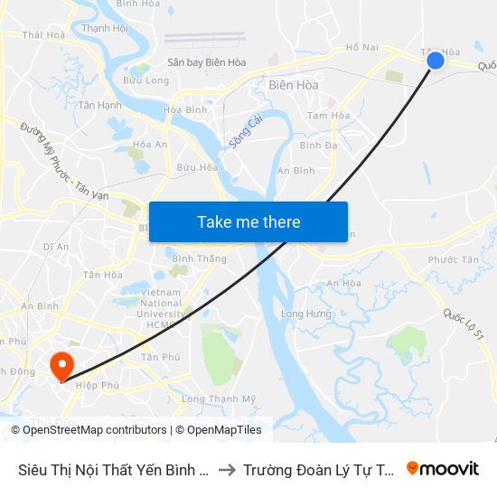 Siêu Thị Nội Thất Yến Bình Minh to Trường Đoàn Lý Tự Trọng map