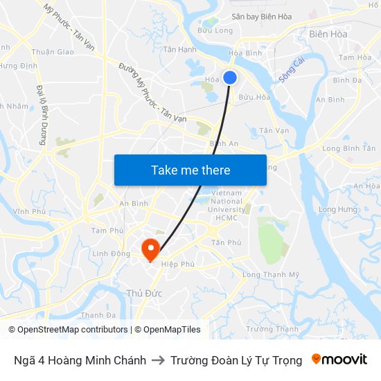 Ngã 4 Hoàng Minh Chánh to Trường Đoàn Lý Tự Trọng map