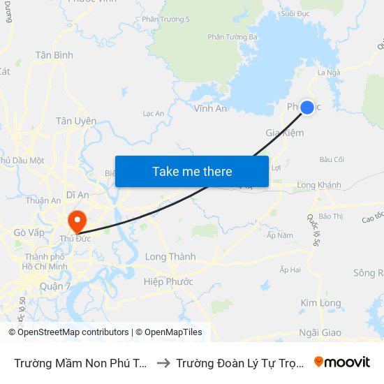 Trường Mầm Non Phú Túc to Trường Đoàn Lý Tự Trọng map