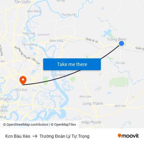 Kcn Bàu Xéo to Trường Đoàn Lý Tự Trọng map