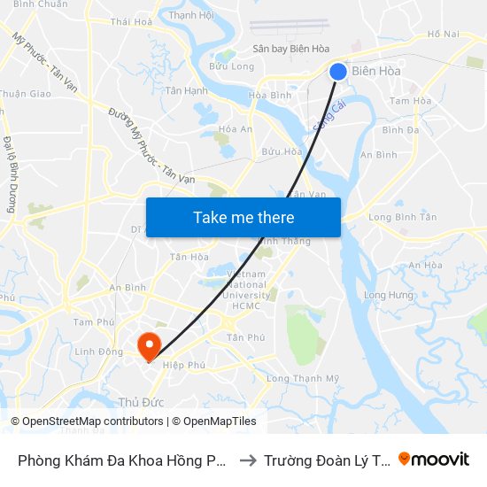 Phòng Khám Đa Khoa Hồng Phúc Đồng Nai to Trường Đoàn Lý Tự Trọng map