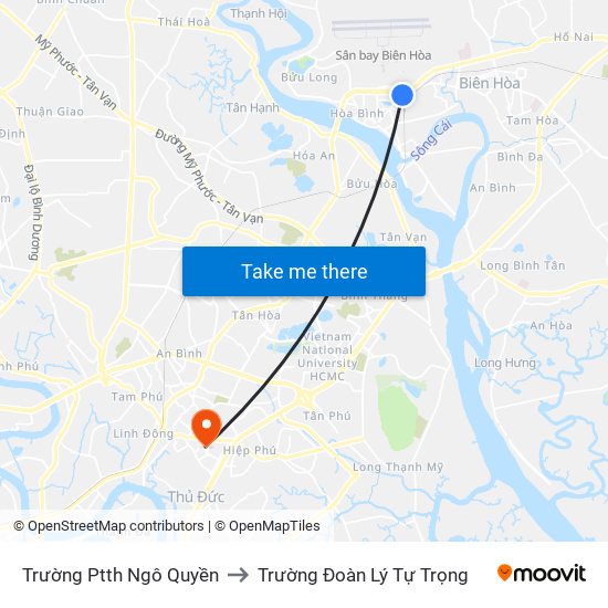 Trường Ptth Ngô Quyền to Trường Đoàn Lý Tự Trọng map