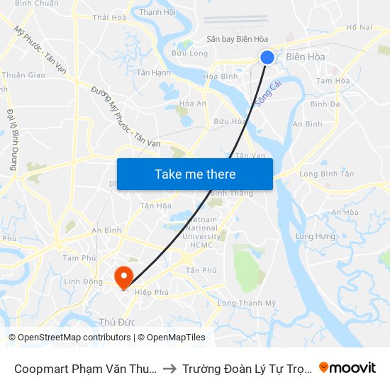 Coopmart Phạm Văn Thuận to Trường Đoàn Lý Tự Trọng map