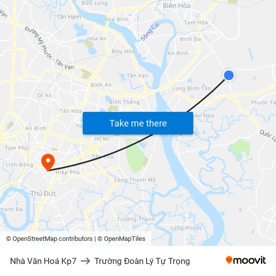 Nhà Văn Hoá Kp7 to Trường Đoàn Lý Tự Trọng map