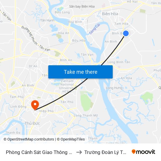 Phòng Cảnh Sát Giao Thông Long Bình to Trường Đoàn Lý Tự Trọng map