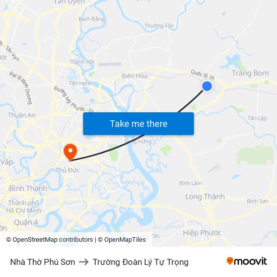 Nhà Thờ Phú Sơn to Trường Đoàn Lý Tự Trọng map