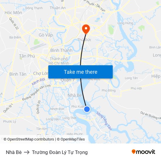 Nhà Bè to Trường Đoàn Lý Tự Trọng map