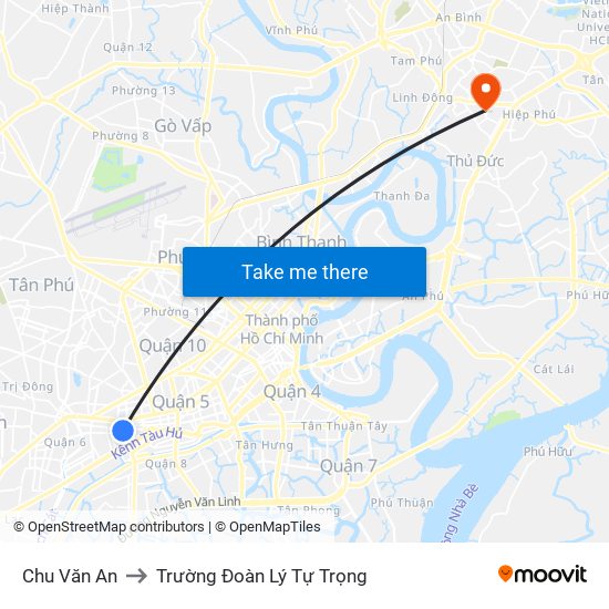 Chu Văn An to Trường Đoàn Lý Tự Trọng map