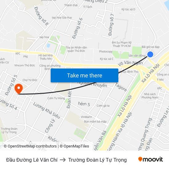 Đầu Đường Lê Văn Chí to Trường Đoàn Lý Tự Trọng map