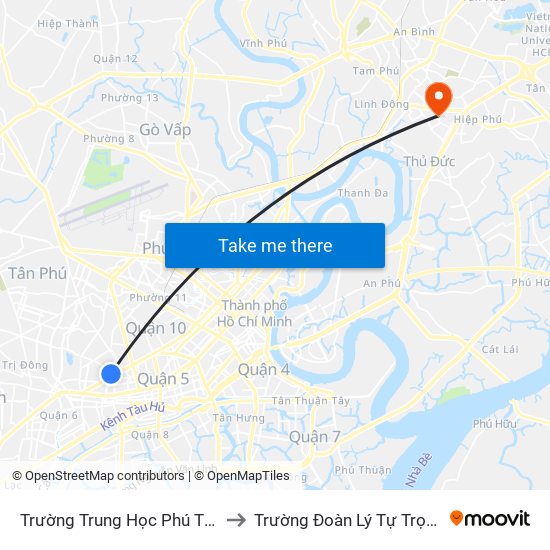 Trường Trung Học Phú Thọ to Trường Đoàn Lý Tự Trọng map