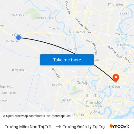 Trường Mầm Non Thị Trấn 3 to Trường Đoàn Lý Tự Trọng map