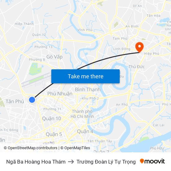 Ngã Ba Hoàng Hoa Thám to Trường Đoàn Lý Tự Trọng map