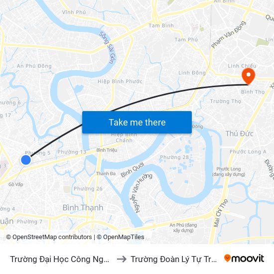 Trường Đại Học Công Nghiệp to Trường Đoàn Lý Tự Trọng map