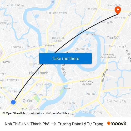 Nhà Thiếu Nhi Thành Phố to Trường Đoàn Lý Tự Trọng map