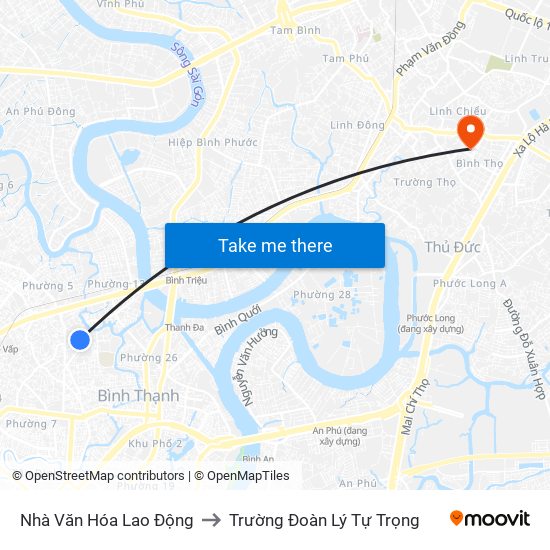 Nhà Văn Hóa Lao Động to Trường Đoàn Lý Tự Trọng map