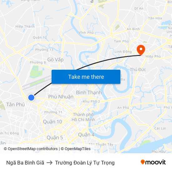 Ngã Ba Bình Giã to Trường Đoàn Lý Tự Trọng map