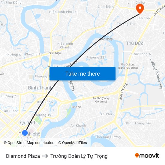 Diamond Plaza to Trường Đoàn Lý Tự Trọng map