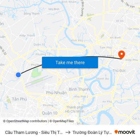 Cầu Tham Lương - Siêu Thị Thiên Hòa to Trường Đoàn Lý Tự Trọng map