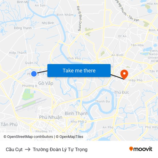 Cầu Cụt to Trường Đoàn Lý Tự Trọng map