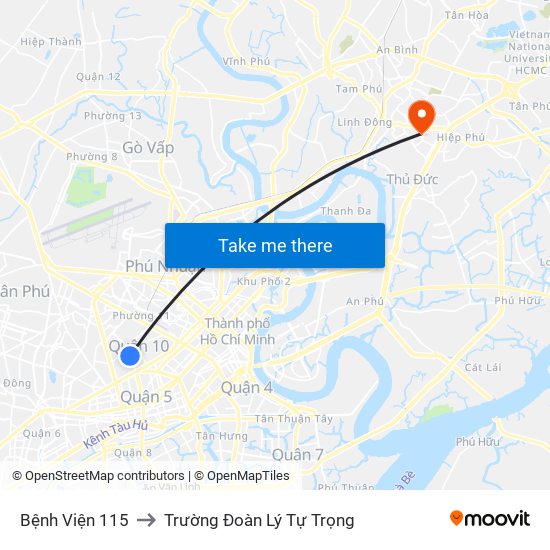 Bệnh Viện 115 to Trường Đoàn Lý Tự Trọng map