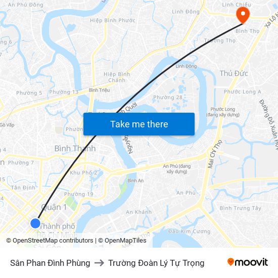 Sân Phan Đình Phùng to Trường Đoàn Lý Tự Trọng map