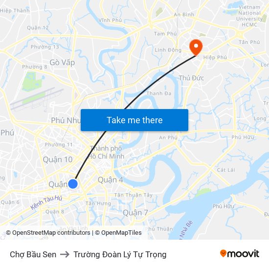 Chợ Bầu Sen to Trường Đoàn Lý Tự Trọng map