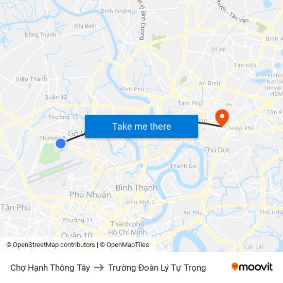 Chợ Hạnh Thông Tây to Trường Đoàn Lý Tự Trọng map