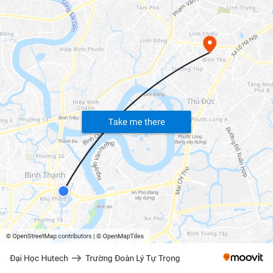 Đại Học Hutech to Trường Đoàn Lý Tự Trọng map