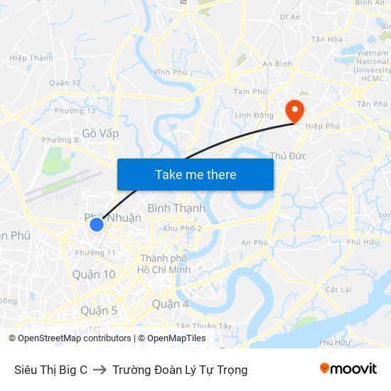 Siêu Thị Big C to Trường Đoàn Lý Tự Trọng map