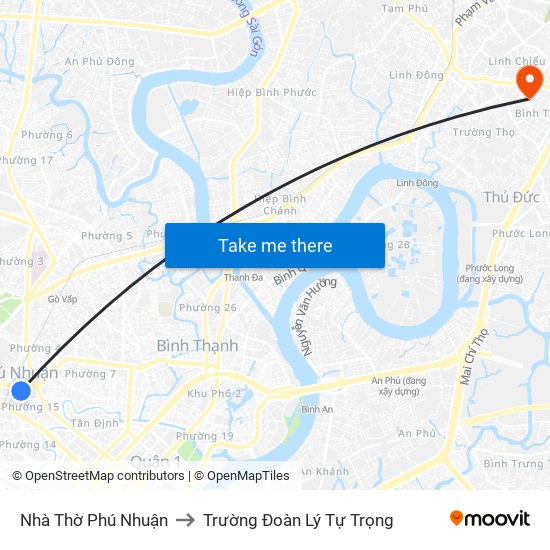 Nhà Thờ Phú Nhuận to Trường Đoàn Lý Tự Trọng map