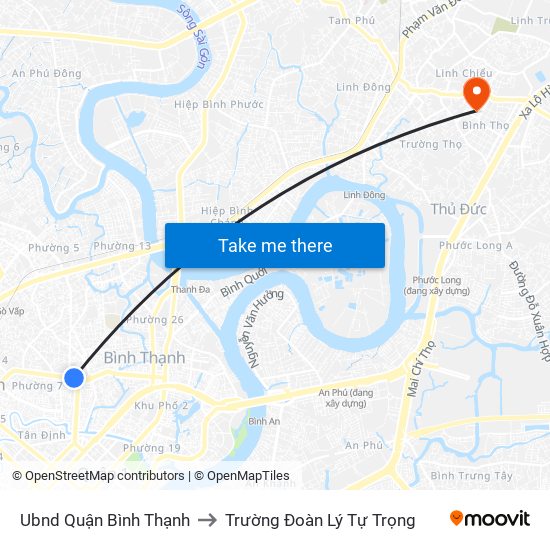 Ubnd Quận Bình Thạnh to Trường Đoàn Lý Tự Trọng map