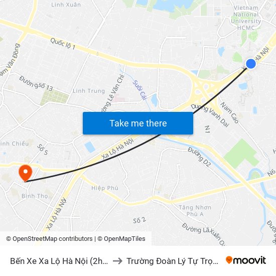 Bến Xe Xa Lộ Hà Nội (2ha) to Trường Đoàn Lý Tự Trọng map