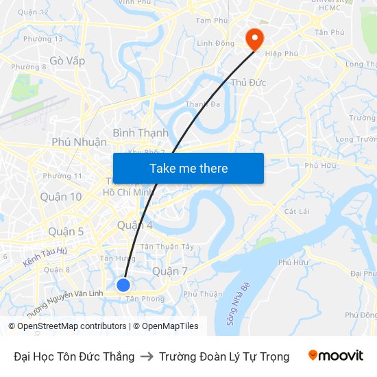 Đại Học Tôn Đức Thắng to Trường Đoàn Lý Tự Trọng map