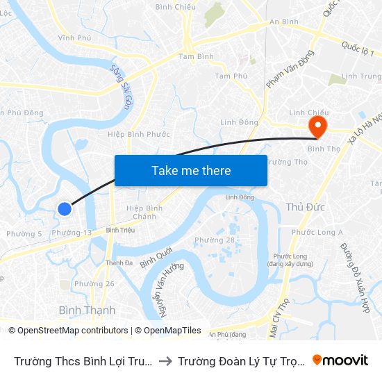 Trường Thcs Bình Lợi Trung to Trường Đoàn Lý Tự Trọng map