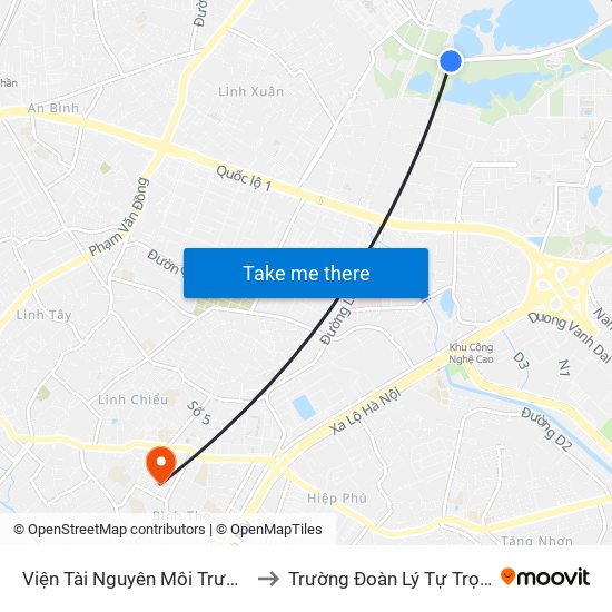 Viện Tài Nguyên Môi Trường to Trường Đoàn Lý Tự Trọng map