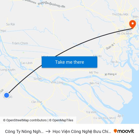 Công Ty Nông Nghiệp Cờ Đỏ to Học Viện Công Nghệ Bưu Chính Viễn Thông map