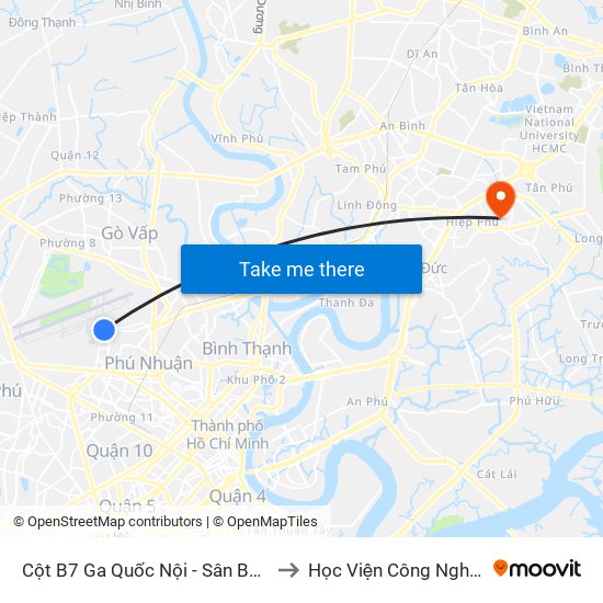 Cột B7 Ga Quốc Nội - Sân Bay Tân Sơn Nhất (Xe Thành Công) to Học Viện Công Nghệ Bưu Chính Viễn Thông map