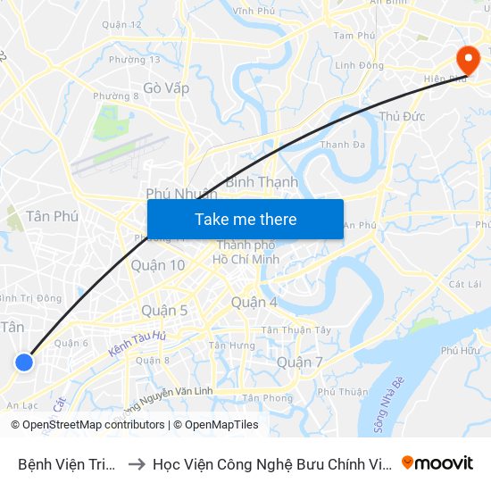 Bệnh Viện Triều An to Học Viện Công Nghệ Bưu Chính Viễn Thông map