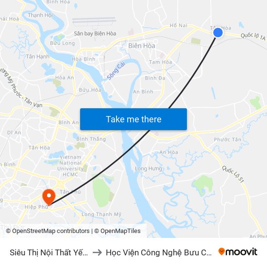 Siêu Thị Nội Thất Yến Bình Minh to Học Viện Công Nghệ Bưu Chính Viễn Thông map