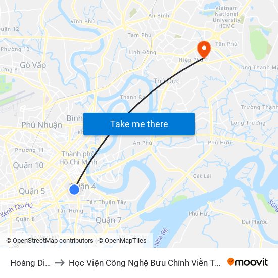 Hoàng Diệu to Học Viện Công Nghệ Bưu Chính Viễn Thông map