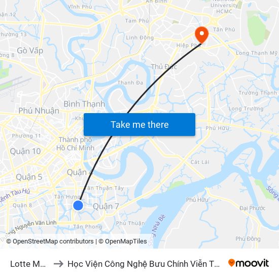 Lotte Mark to Học Viện Công Nghệ Bưu Chính Viễn Thông map