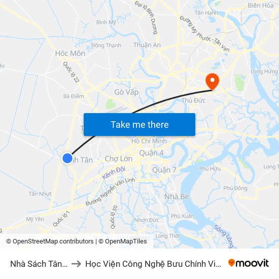 Nhà Sách Tân Tạo to Học Viện Công Nghệ Bưu Chính Viễn Thông map