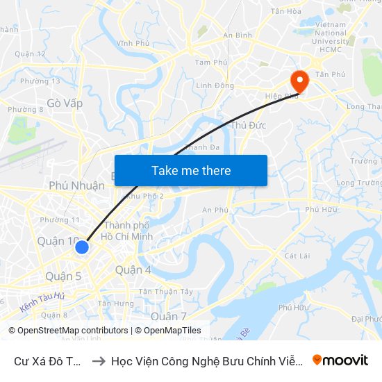 Cư Xá Đô Thành to Học Viện Công Nghệ Bưu Chính Viễn Thông map