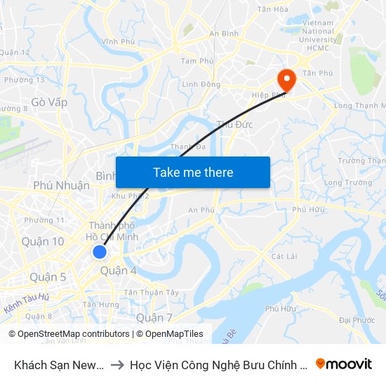 Khách Sạn New World to Học Viện Công Nghệ Bưu Chính Viễn Thông map